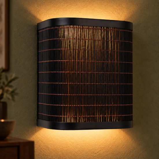 Applique rettangolare per soggiorno moderna nero naturale