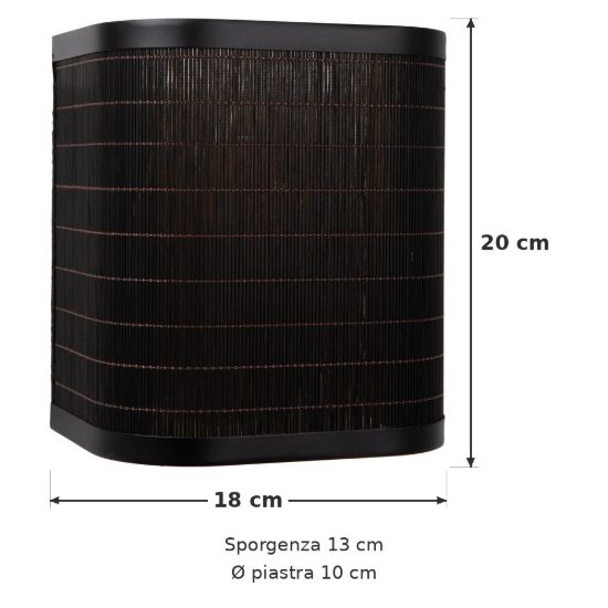 Applique rettangolare per soggiorno moderna nero naturale