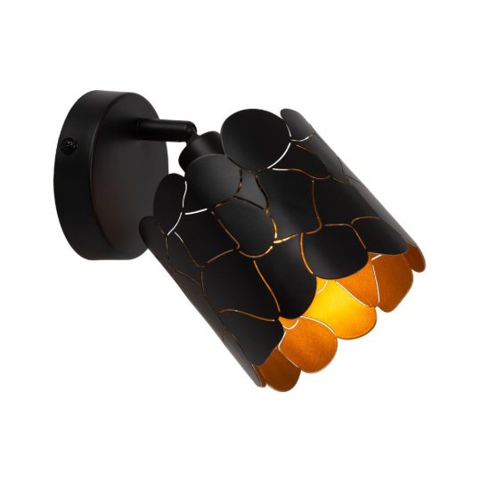 Applique a cilindro per soggiorno contemporanea nero oro craquelé