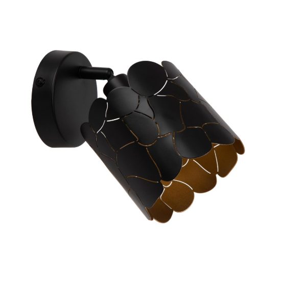 Applique a cilindro per soggiorno contemporanea nero oro craquelé