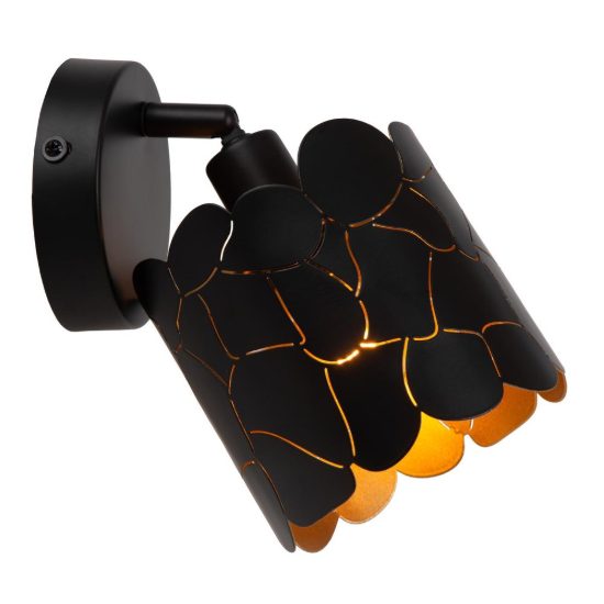Applique a cilindro per soggiorno contemporanea nero oro craquelé