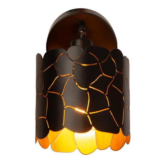 Applique a cilindro per soggiorno contemporanea nero oro craquelé
