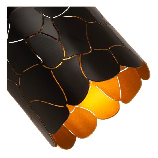 Applique a cilindro per soggiorno contemporanea nero oro craquelé