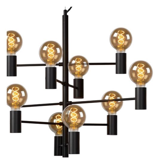 Lampadario a sospensione 10 luci per soggiorno moderno nero