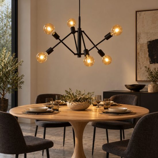 Lampadario a sospensione 6 luci per soggiorno moderno nero