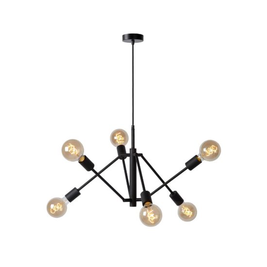 Lampadario a sospensione 6 luci per soggiorno moderno nero