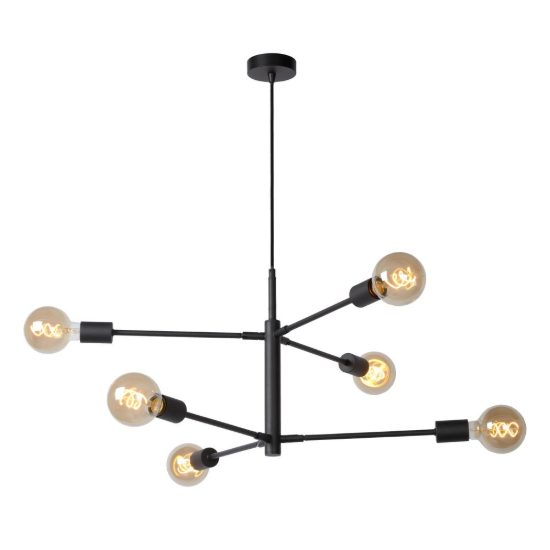 Lampadario a sospensione 6 luci per soggiorno moderno nero