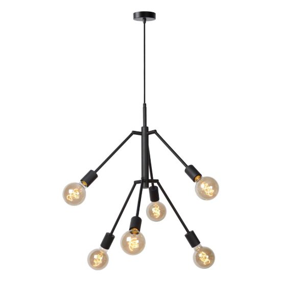 Lampadario a sospensione 6 luci per soggiorno moderno nero