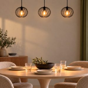 Lampadario a sospensione con 3 pendenti lineare per soggiorno moderno nero