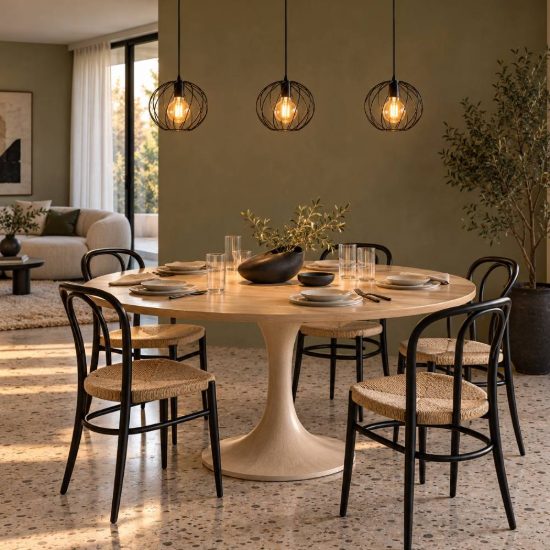 Lampadario a sospensione con 3 pendenti lineare per soggiorno moderno nero