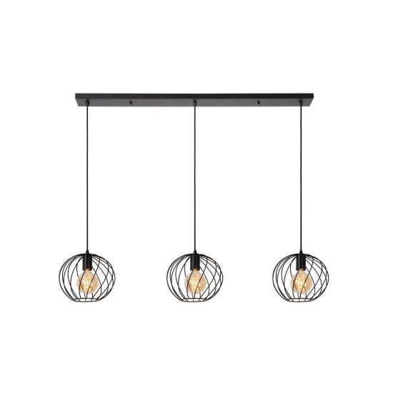 Lampadario a sospensione con 3 pendenti lineare per soggiorno moderno nero