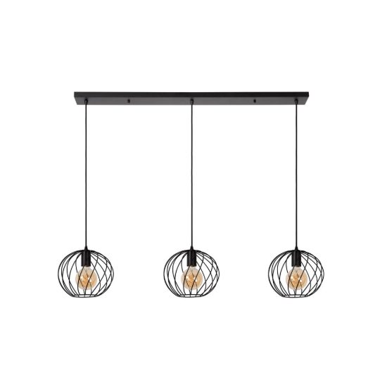 Lampadario a sospensione con 3 pendenti lineare per soggiorno moderno nero