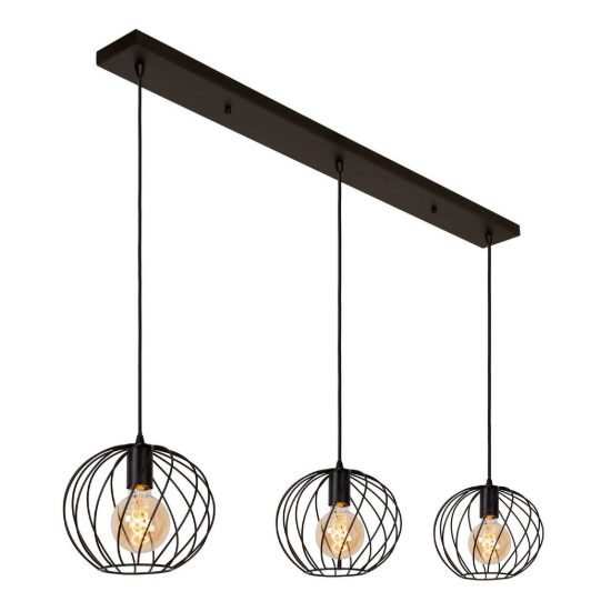 Lampadario a sospensione con 3 pendenti lineare per soggiorno moderno nero