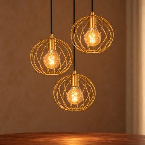 Lampadario a sospensione con 3 pendenti a cascata per soggiorno contemporaneo oro nero