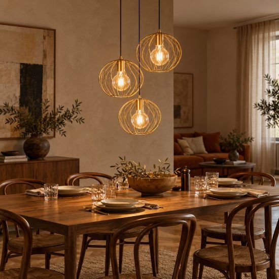 Lampadario a sospensione con 3 pendenti a cascata per soggiorno contemporaneo oro nero