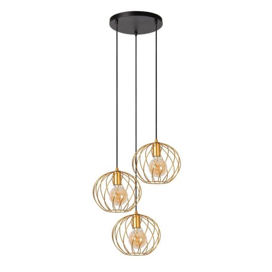 Lampadario a sospensione con 3 pendenti a cascata per soggiorno contemporaneo oro nero