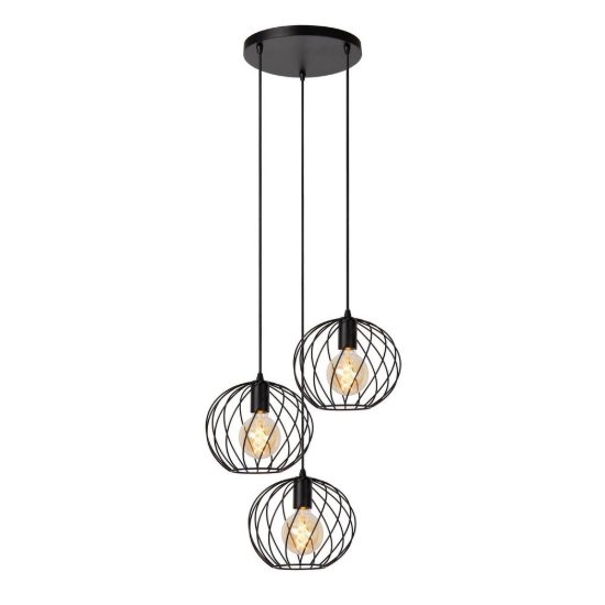 Lampadario a sospensione con 3 pendenti a cascata per soggiorno moderno nero