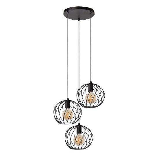 Lampadario a sospensione con 3 pendenti a cascata per soggiorno moderno nero