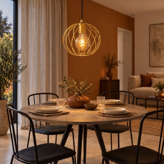 Lampadario a sospensione piccolo a sfera per soggiorno contemporaneo oro nero