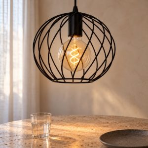 Lampadario a sospensione piccolo a sfera per soggiorno moderno nero