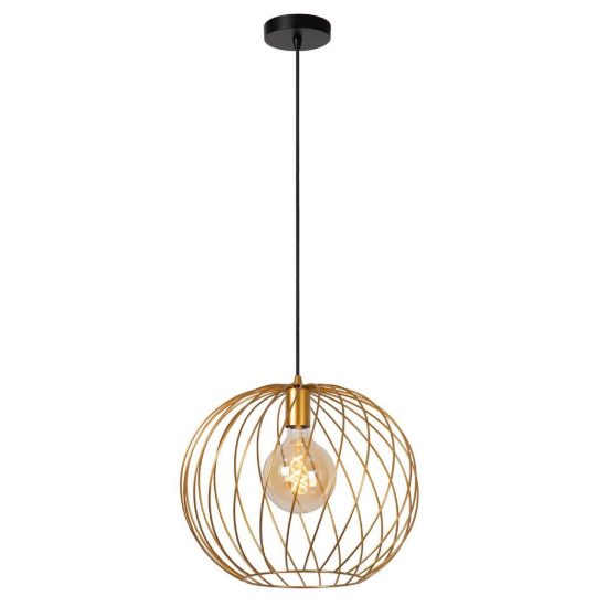 Lampadario a sospensione grande a sfera per soggiorno contemporaneo oro nero