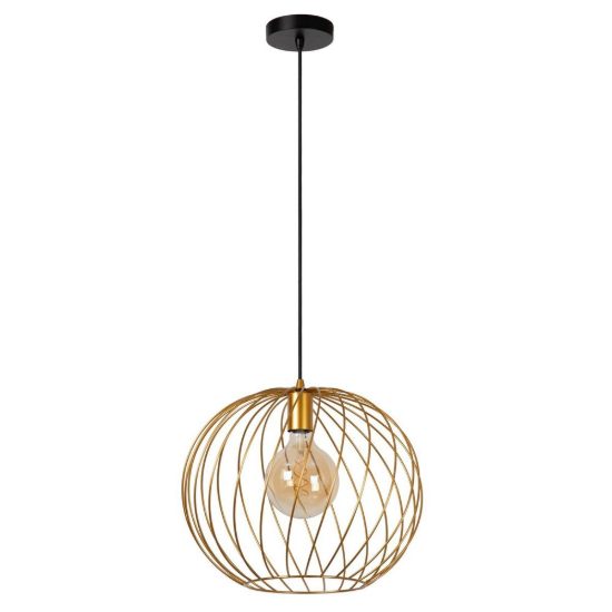 Lampadario a sospensione grande a sfera per soggiorno contemporaneo oro nero