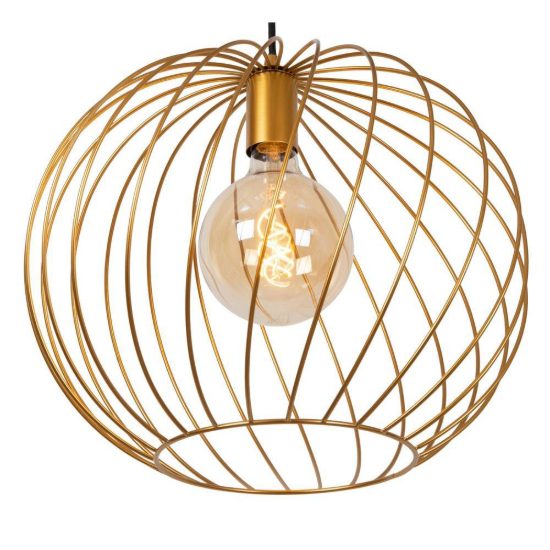 Lampadario a sospensione grande a sfera per soggiorno contemporaneo oro nero