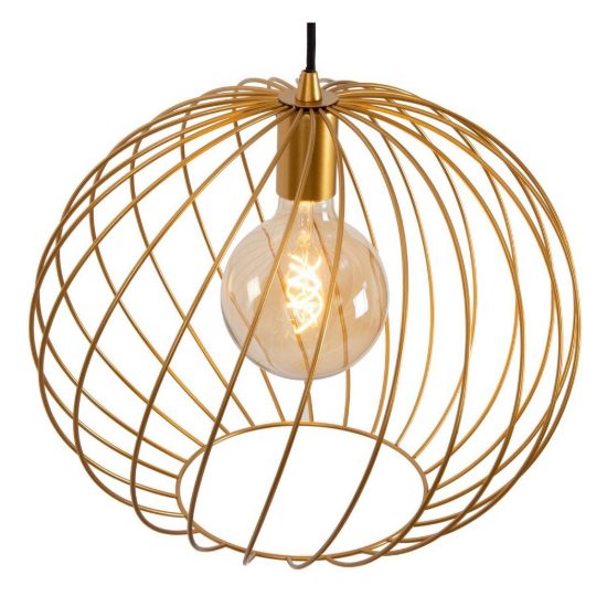 Lampadario a sospensione grande a sfera per soggiorno contemporaneo oro nero
