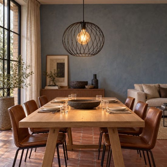 Lampadario a sospensione grande a sfera per soggiorno moderno nero
