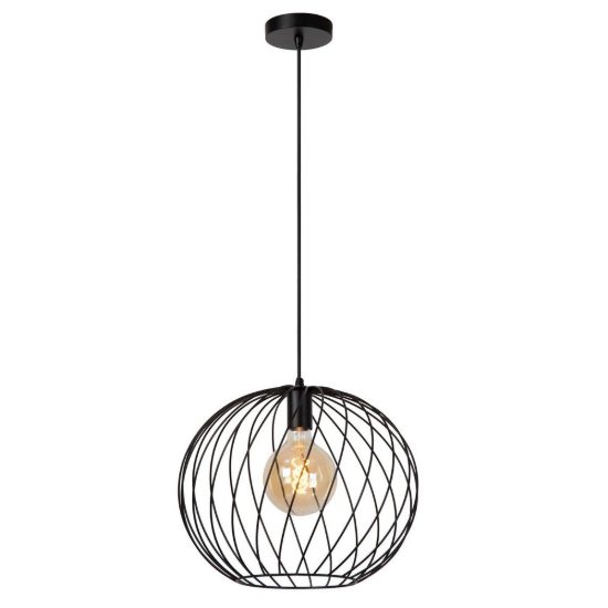 Lampadario a sospensione grande a sfera per soggiorno moderno nero