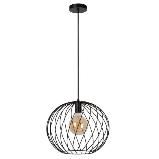 Lampadario a sospensione grande a sfera per soggiorno moderno nero
