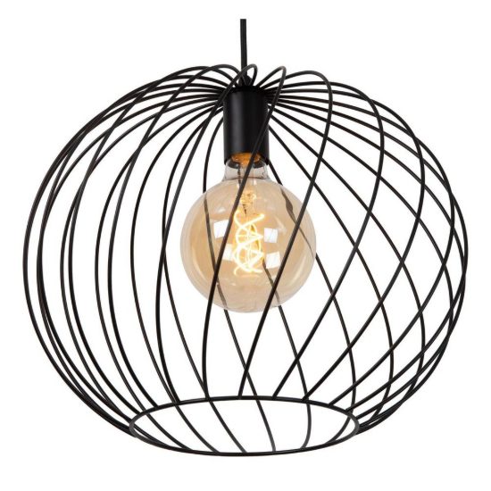 Lampadario a sospensione grande a sfera per soggiorno moderno nero