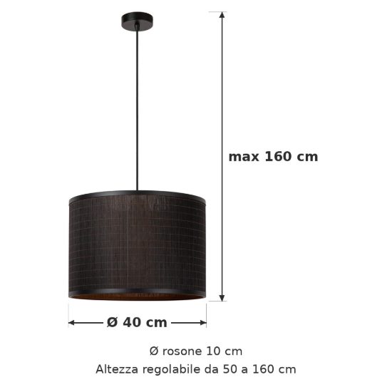 Lampadario a sospensione a cilindro per soggiorno moderno nero naturale