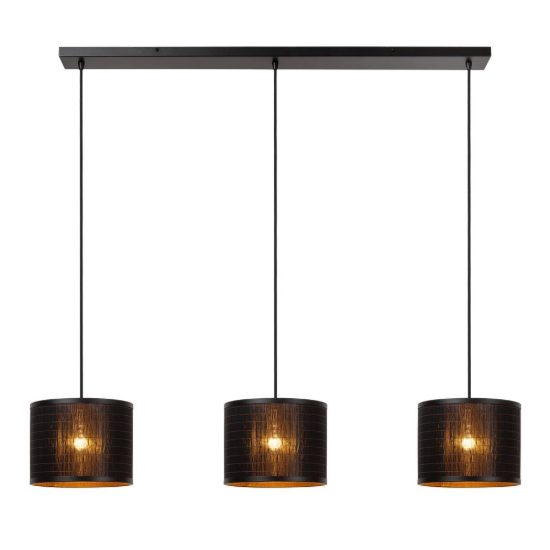Lampadario a sospensione con 3 pendenti per soggiorno moderno nero naturale