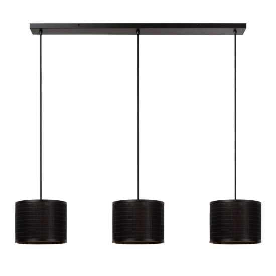 Lampadario a sospensione con 3 pendenti per soggiorno moderno nero naturale