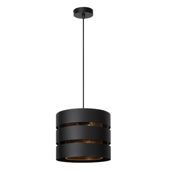 Lampadario a sospensione a cilindro per soggiorno contemporaneo nero oro