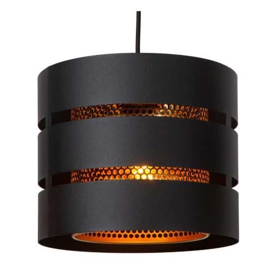 Lampadario a sospensione con 3 pendenti lineare per soggiorno contemporaneo nero oro