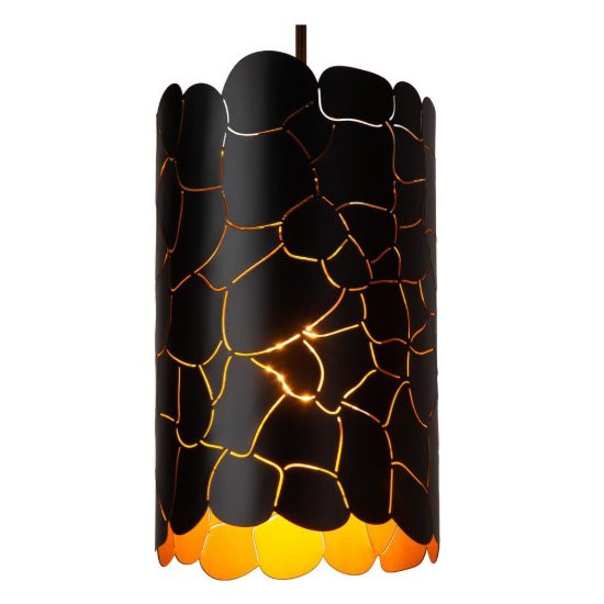 Lampadario a sospensione con 3 pendenti lineare per soggiorno contemporaneo nero oro craquelé