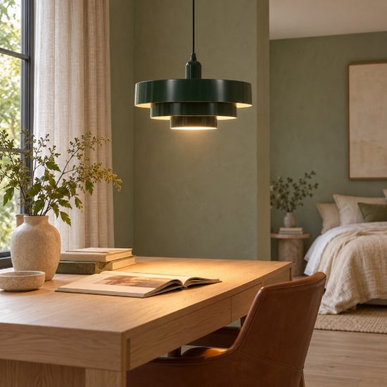 Lampadario a sospensione rotondo per camera da letto moderno verde