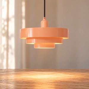 Lampadario a sospensione rotondo per camera da letto moderno rosa