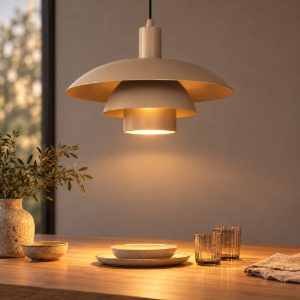 Lampadario a sospensione a cupola a strati per cucina moderno tortora