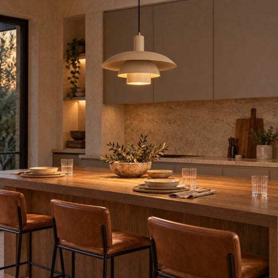 Lampadario a sospensione a cupola a strati per cucina moderno tortora