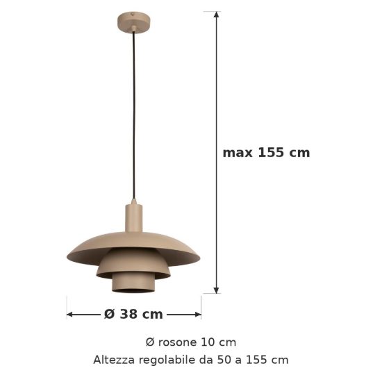 Lampadario a sospensione a cupola a strati per cucina moderno tortora