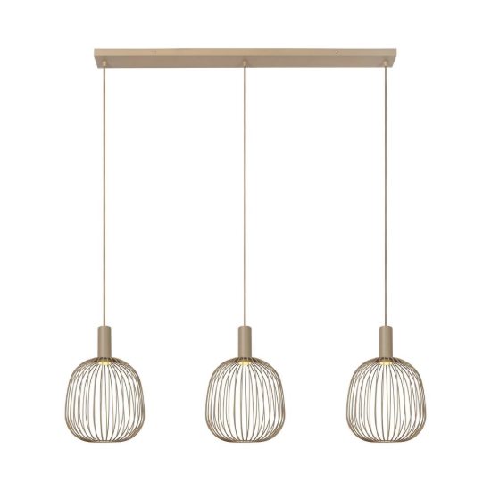 Lampadario a sospensione con 3 pendenti lineare per salotto moderno tortora