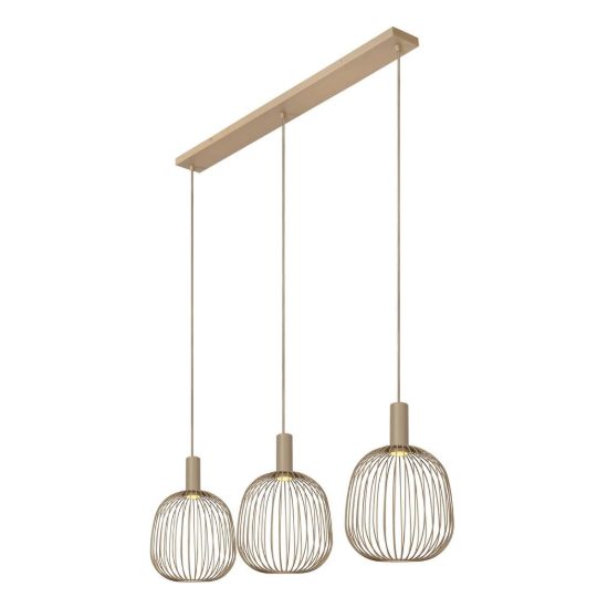 Lampadario a sospensione con 3 pendenti lineare per salotto moderno tortora