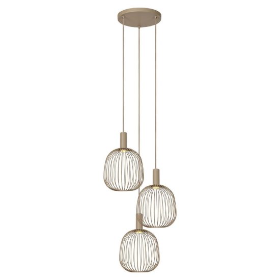 Lampadario a sospensione con 3 pendenti a grappolo per salotto moderno tortora