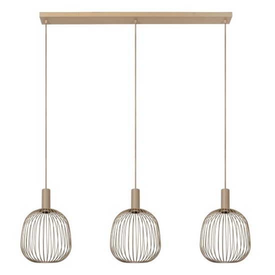Lampadario a sospensione con 3 pendenti a grappolo per salotto moderno tortora