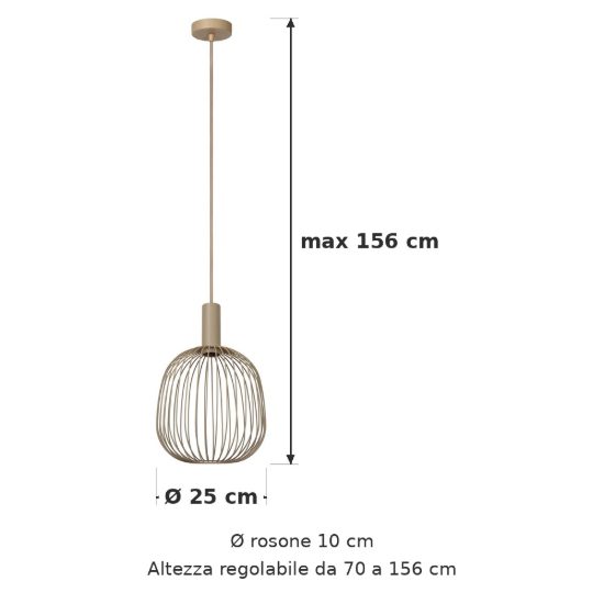 Lampadario a sospensione piccolo a sfera per salotto moderno tortora