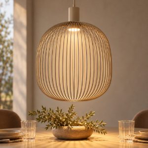 Lampadario a sospensione grande a sfera per salotto moderno tortora