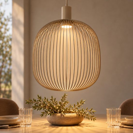 Lampadario a sospensione grande a sfera per salotto moderno tortora